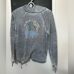 Roxy Girls Gray Hoodie with Ocean Embroidery